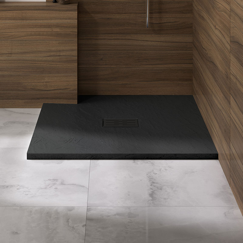 Kinerock Evo square shower tray in black