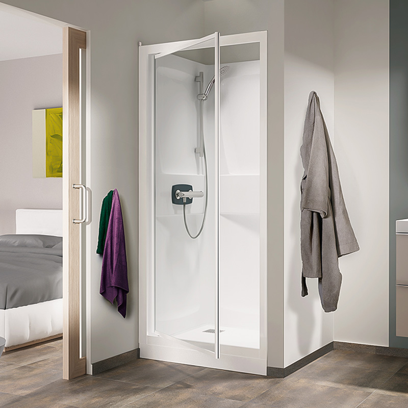 Kineprime Contract square cubicle with pivot door in recess