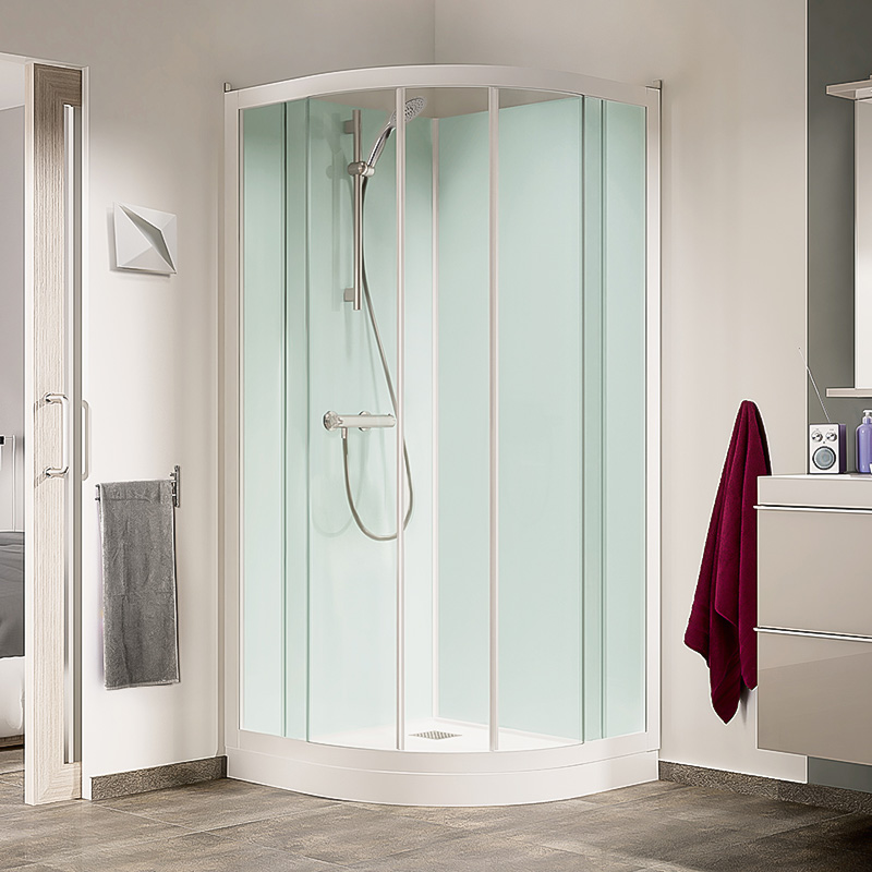 Kineprime Glass quadrant cubicle with sliding doors