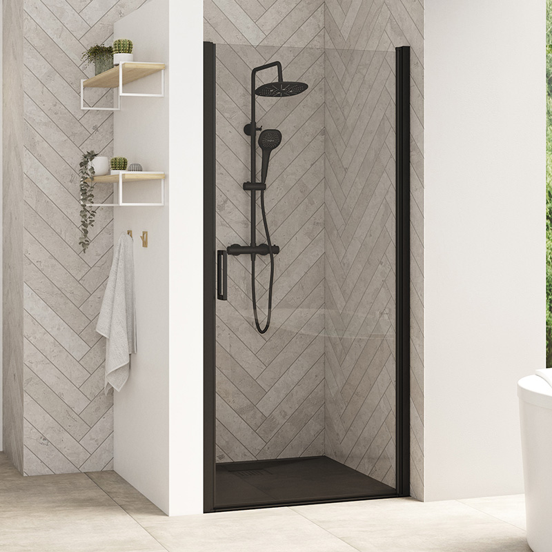 Smart Design Pivot Door for Recess with black profiles