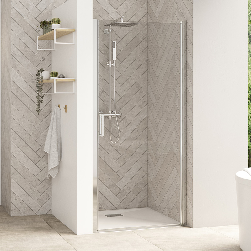 Smart Design Pivot Door for Recess with chrome profiles