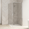 Smart Design Pivot Door with Side Panel, chrome profiles