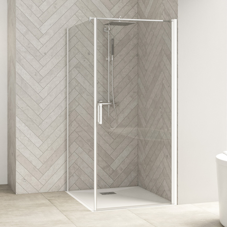 Smart Design Pivot Door with Side Panel, white profiles