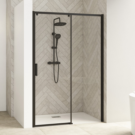 Smart Design Sliding Door for Recess with black profiles and door on left