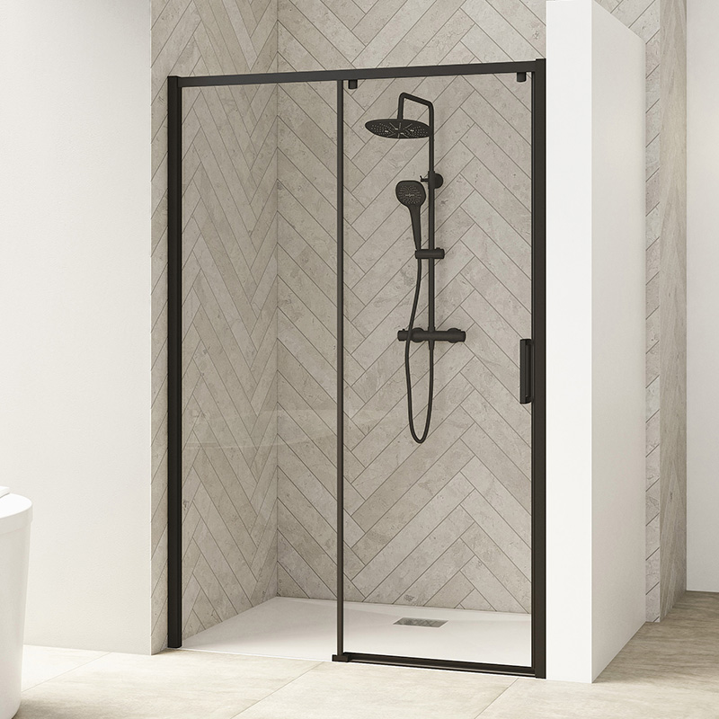Smart Design Sliding Door for Recess with black profiles and door on right