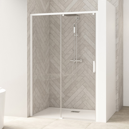 Smart Design Sliding Door for Recess with white profiles and door on right